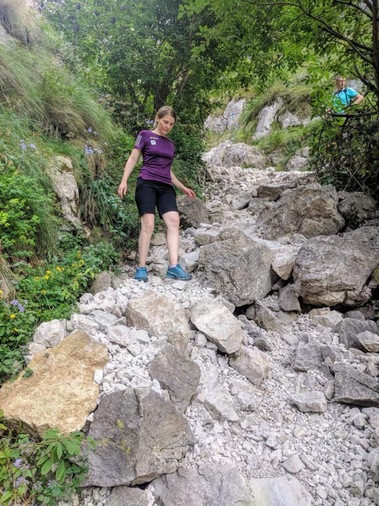 Coborând spre Rimetea pe traseul marcat cu cruce albastra